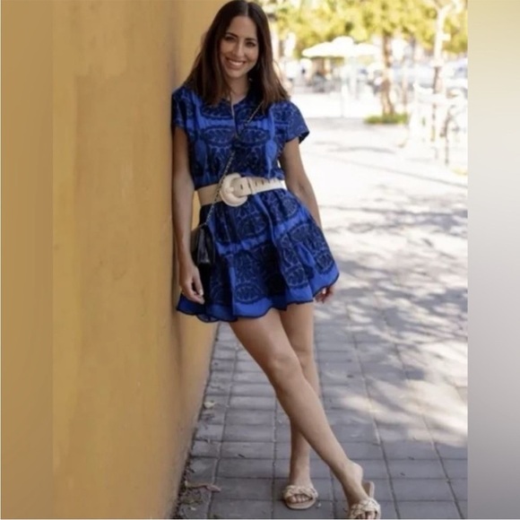 Zara Dresses & Skirts - ZARA | Blue Embroidered Dress, Size L
